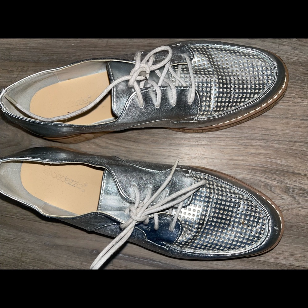 Metallic silver shoes
